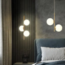 Modern gold 3-light led pendant glass globe lighting for bedroom