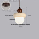 DecorBites™ LED Pendant Light: Modern Nordic Wood Canopy Yellow Travertine Luminaire
