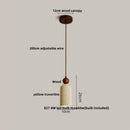 DecorBites™ LED Pendant Light: Modern Nordic Wood Canopy Yellow Travertine Luminaire