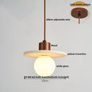 DecorBites™ LED Pendant Light: Modern Nordic Wood Canopy Yellow Travertine Luminaire