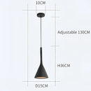Modern matte black & blue led pendant light living room conical shade