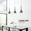 Modern matte black & blue led pendant light living room conical shade