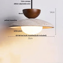 Wabi sabi beige stone and wood led pendant light dining room
