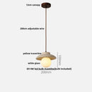 Wabi sabi beige stone and wood led pendant light dining room