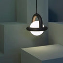 Minimalist arched wood and terracotta led pendant lights dining room