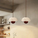 DecorBites™ LED Pendant Lights Bar Decor Yellow Travertine Stone Wood Hang Lamp