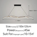 Modern wavy black & white led pendant lights for dining room