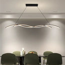 Modern wavy black & white led pendant lights for dining room