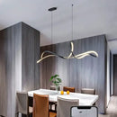 Modern black & white curved led pendant light for dining room