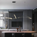 Modern black & white curved led pendant light for dining room