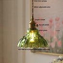 Modern leaf green glass and walnut led pendant light dining room