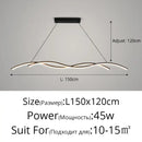 Modern wavy black led pendant light for living room dining room