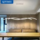 Modern wavy black led pendant light for living room dining room