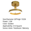 Modern gold triple ring led pendant lights dining room fixture