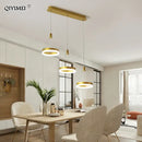 Modern gold triple ring led pendant lights dining room fixture