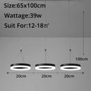 Modern gold triple ring led pendant lights dining room fixture