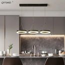 Modern gold triple ring led pendant lights dining room fixture