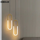 Modern gold u shaped led pendant lights bedroom hanging lamp