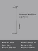 Modern minimalist black led pendant light for bedroom decor