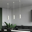 Modern fluted led pendant lights kitchen cylindrical hanging fixture