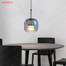 Modern smoked & clear glass led pendant lights for dining room