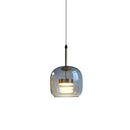 Modern smoked & clear glass led pendant lights for dining room