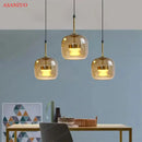Modern smoked & clear glass led pendant lights for dining room