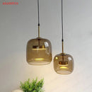 Modern smoked & clear glass led pendant lights for dining room