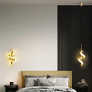 Modern black spiral led wall lamps bedroom warm glow light strip