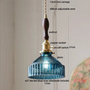 DecorBites™ LED Pendant Lights with Blue Glass & Brass Knob Switch for Modern Home Decor