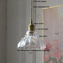 DecorBites™ LED Pendant Lights with Blue Glass & Brass Knob Switch for Modern Home Decor