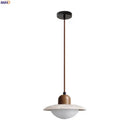 Minimalist bronze and wood led pendant lights bedroom glass lamp
