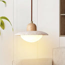 Minimalist bronze and wood led pendant lights bedroom glass lamp