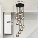 Modern irregular glass led pendant staircase chandelier dining room