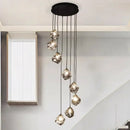 Modern irregular glass led pendant staircase chandelier dining room