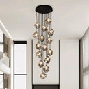 Modern irregular glass led pendant staircase chandelier dining room
