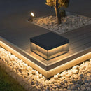 Black square solar decorbites led pillar light courtyard fence cap