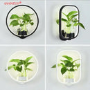 Modern silver led plant wall lamps for living room glass vase decor