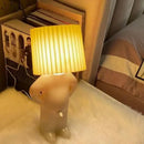 Whimsical beige and yellow ceramic pleats table lamp for bedroom