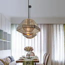Modern gold geometric led pyramid pendant light for dining room