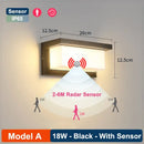 Modern black radar induction wall lamp garden frosted glass light