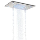 Modern black rain waterfall shower head bathroom blue led lights