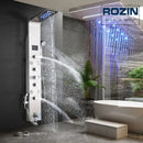 Silver rainfall led shower panel with bidet sprayer for bathroom