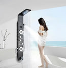 Silver rainfall led shower panel with bidet sprayer for bathroom