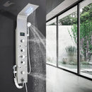 Modern black & brushed led rainfall shower panel bathroom system
