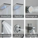 Modern black & brushed led rainfall shower panel bathroom system