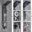 Modern black & brushed led rainfall shower panel bathroom system