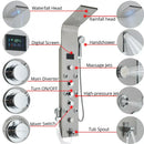 Modern black & brushed led rainfall shower panel bathroom system