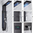 Modern black & brushed led rainfall shower panel bathroom system