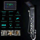 Modern black & brushed led rainfall shower panel bathroom system
